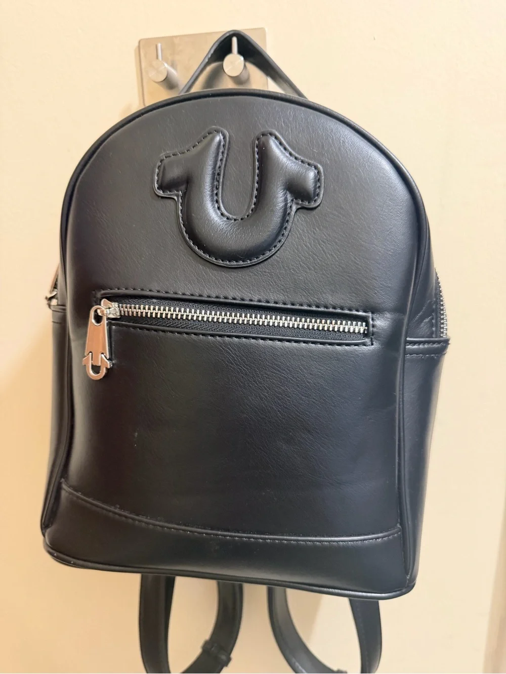 True ReligionBlack Leather Mini Backpack - Black
